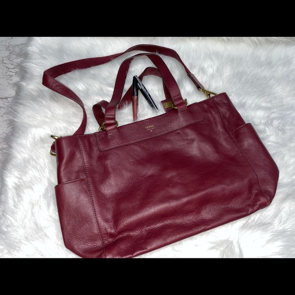 Fossil - Burgundy Shopper Tote w Shoulder Strap - Picture 2 of 2